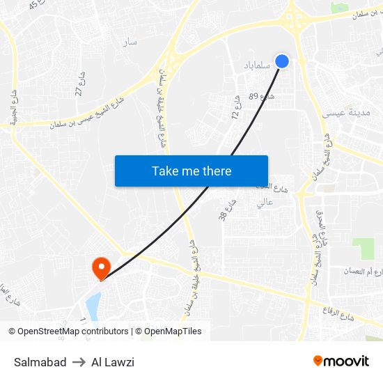 Salmabad to Al Lawzi map