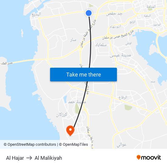 Al Hajar to Al Malikiyah map