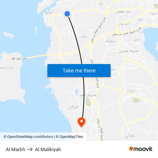 Al Markh to Al Malikiyah map