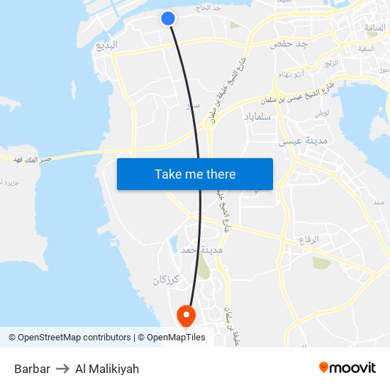 Barbar to Al Malikiyah map