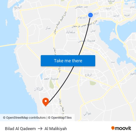 Bilad Al Qadeem to Al Malikiyah map