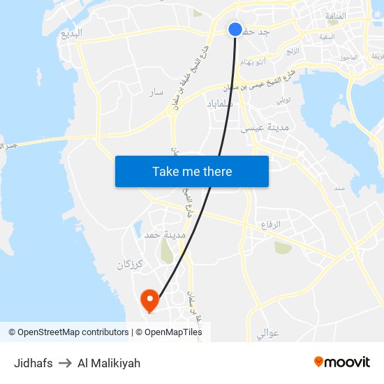 Jidhafs to Al Malikiyah map