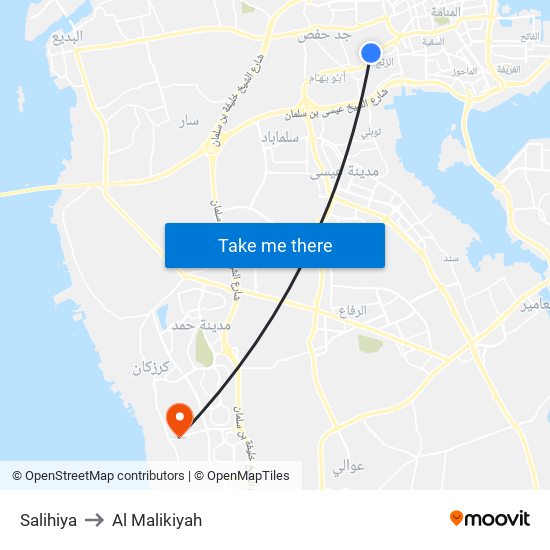 Salihiya to Al Malikiyah map