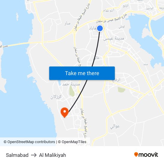 Salmabad to Al Malikiyah map