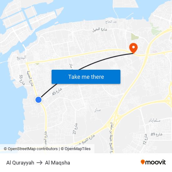 Al Qurayyah to Al Maqsha map