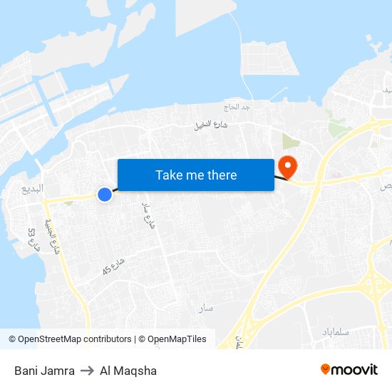 Bani Jamra to Al Maqsha map