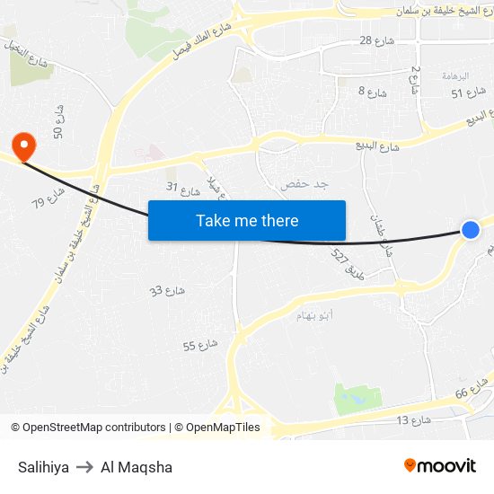 Salihiya to Al Maqsha map