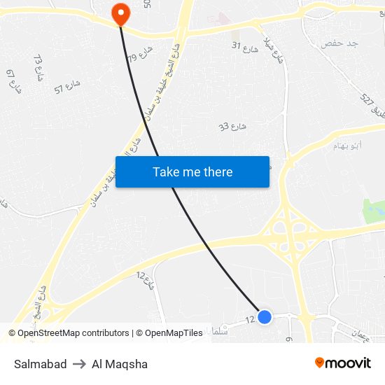 Salmabad to Al Maqsha map