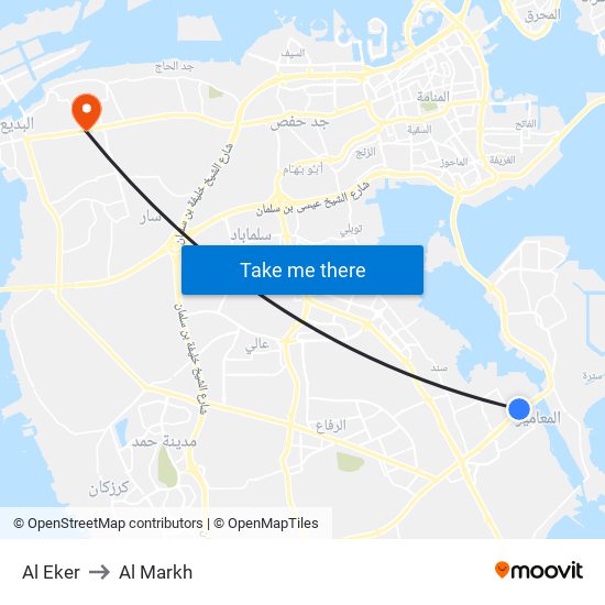 Al Eker to Al Markh map