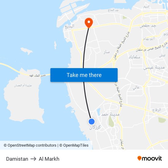 Damistan to Al Markh map
