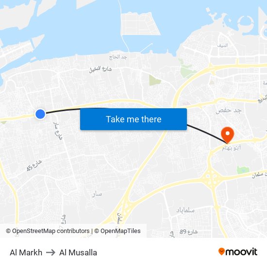 Al Markh to Al Musalla map