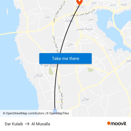 Dar Kulaib to Al Musalla map