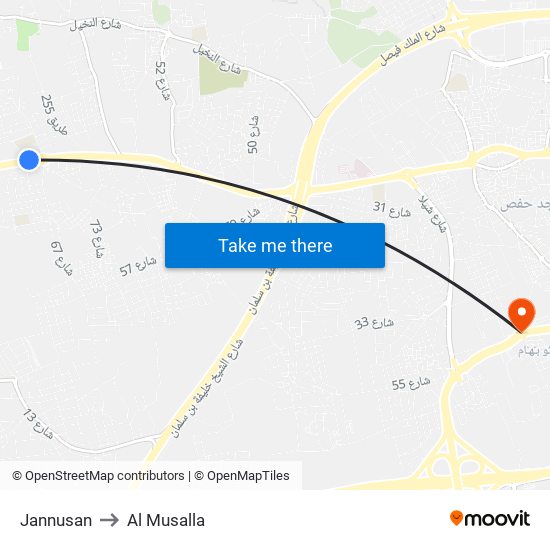 Jannusan to Al Musalla map