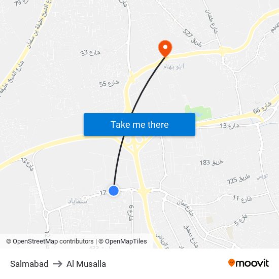 Salmabad to Al Musalla map