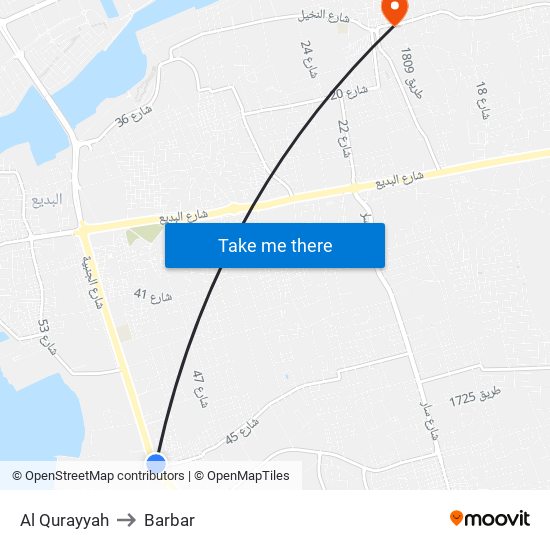 Al Qurayyah to Barbar map