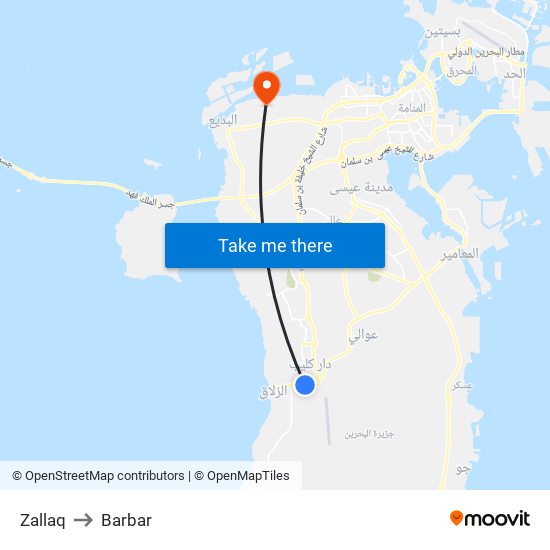 Zallaq to Barbar map