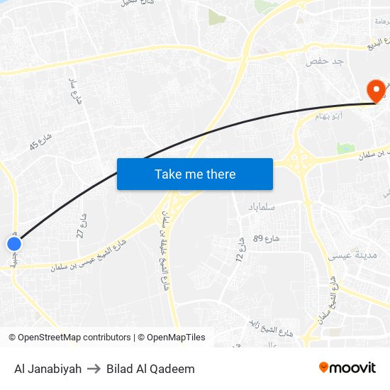 Al Janabiyah to Bilad Al Qadeem map