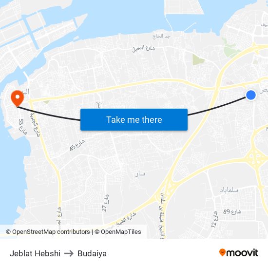 Jeblat Hebshi to Budaiya map