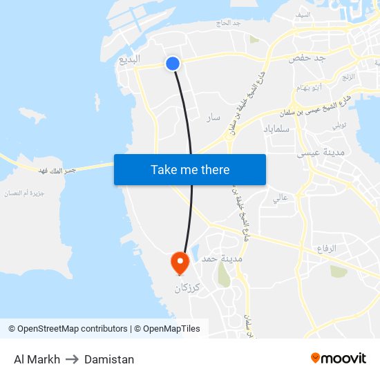 Al Markh to Damistan map
