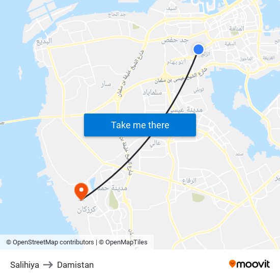 Salihiya to Damistan map