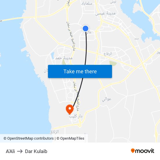 A'Ali to Dar Kulaib map