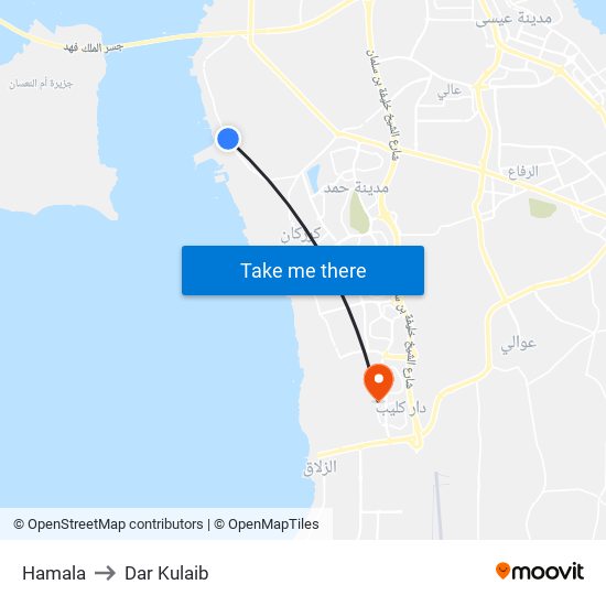 Hamala to Dar Kulaib map