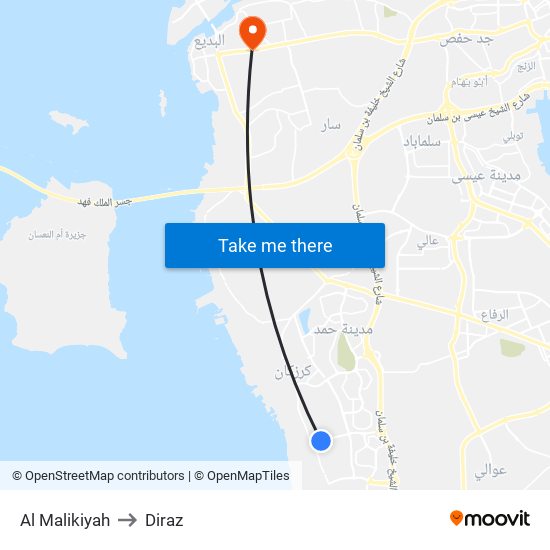 Al Malikiyah to Diraz map