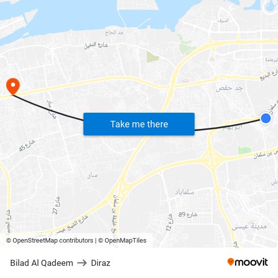 Bilad Al Qadeem to Diraz map