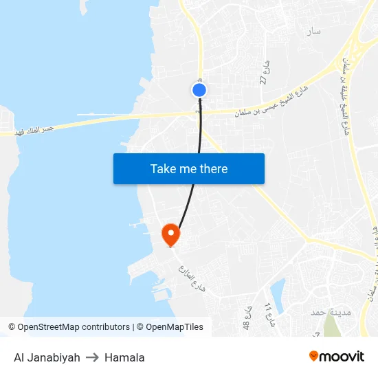 Al Janabiyah to Hamala map
