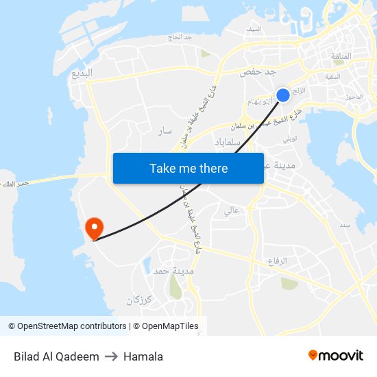 Bilad Al Qadeem to Hamala map