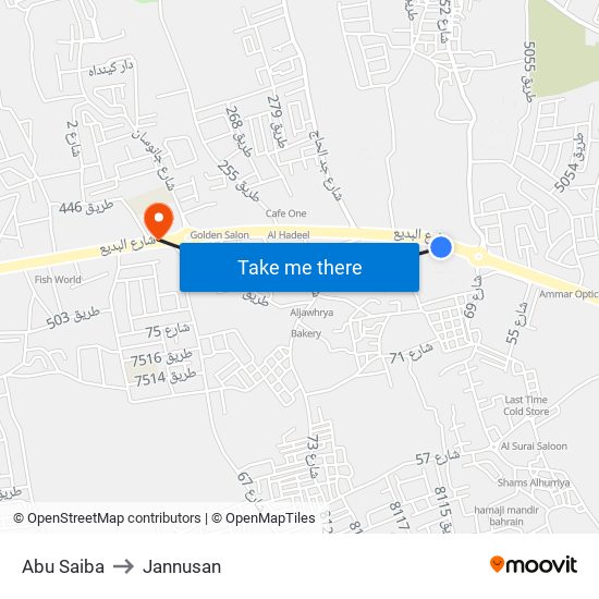 Abu Saiba to Jannusan map