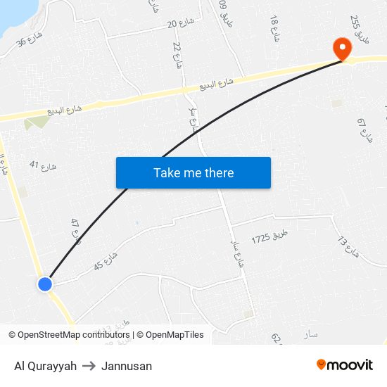 Al Qurayyah to Jannusan map