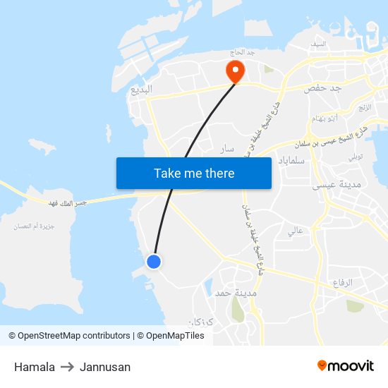Hamala to Jannusan map