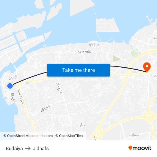 Budaiya to Jidhafs map