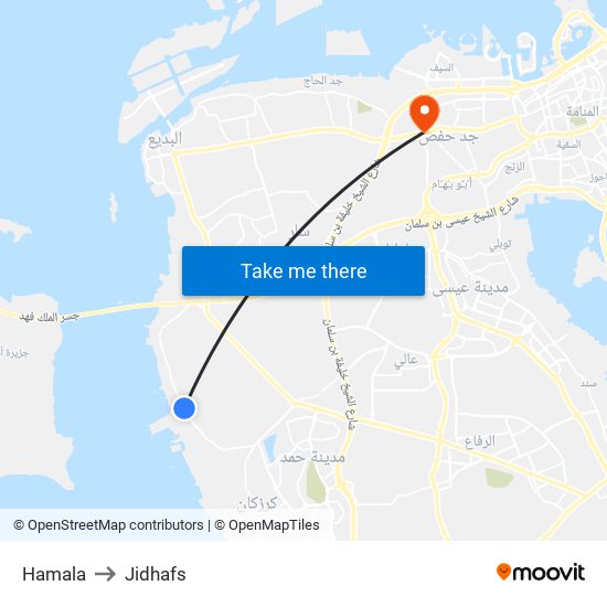 Hamala to Jidhafs map