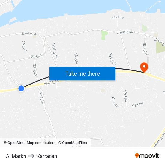 Al Markh to Karranah map