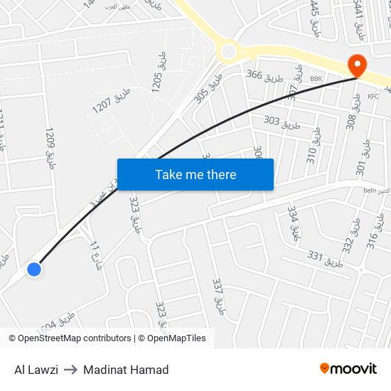Al Lawzi to Madinat Hamad map