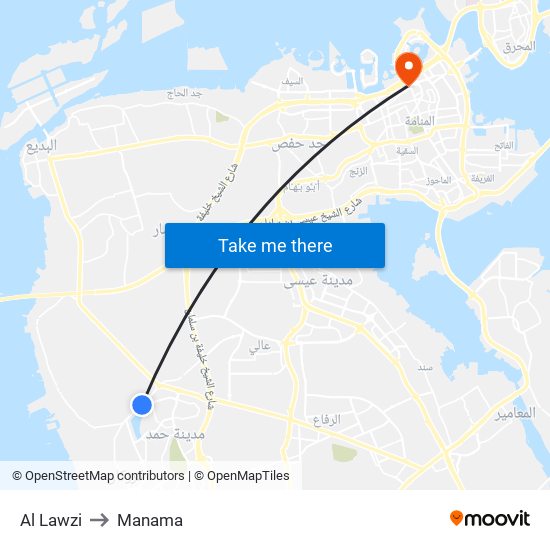 Al Lawzi to Manama map