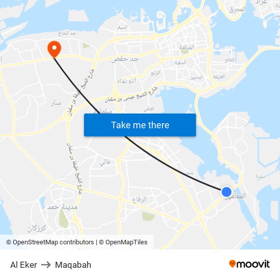Al Eker to Maqabah map