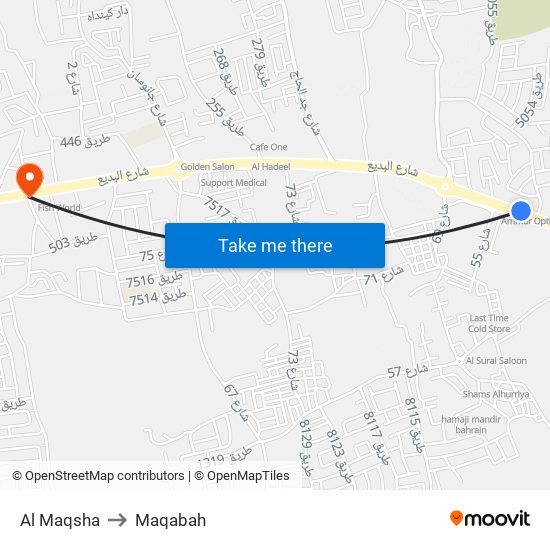 Al Maqsha to Maqabah map