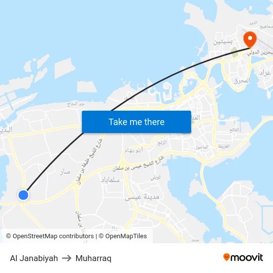 Al Janabiyah to Muharraq map
