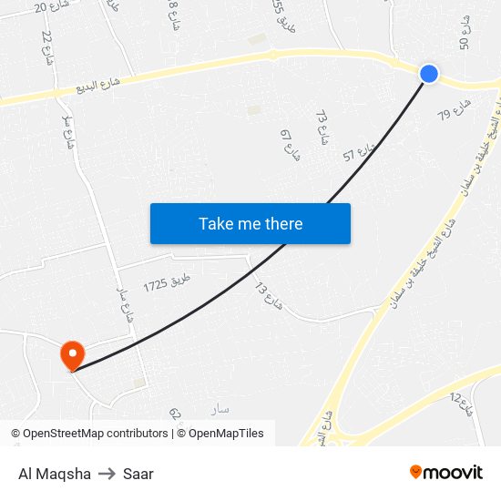 Al Maqsha to Saar map