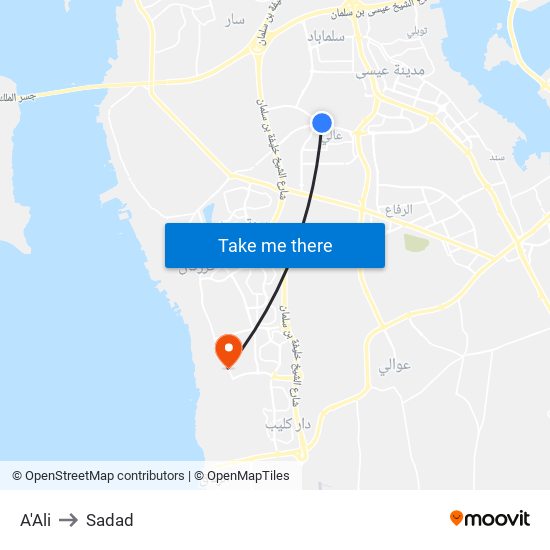 A'Ali to Sadad map