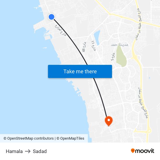 Hamala to Sadad map