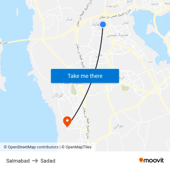 Salmabad to Sadad map