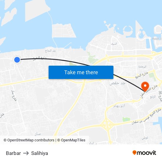 Barbar to Salihiya map