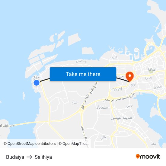 Budaiya to Salihiya map
