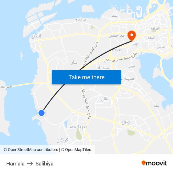 Hamala to Salihiya map