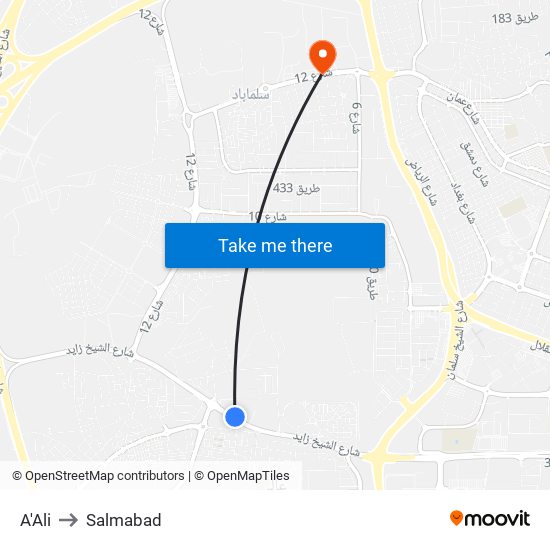 A'Ali to Salmabad map