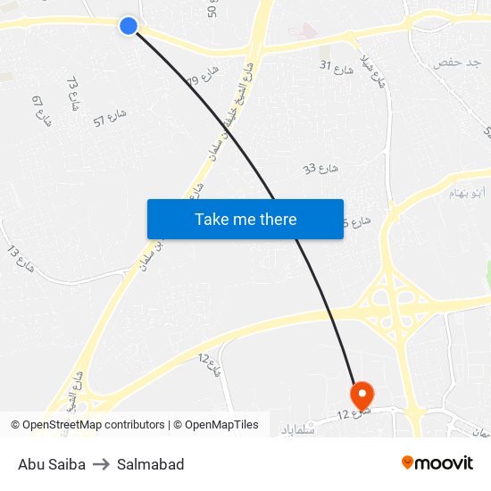 Abu Saiba to Salmabad map